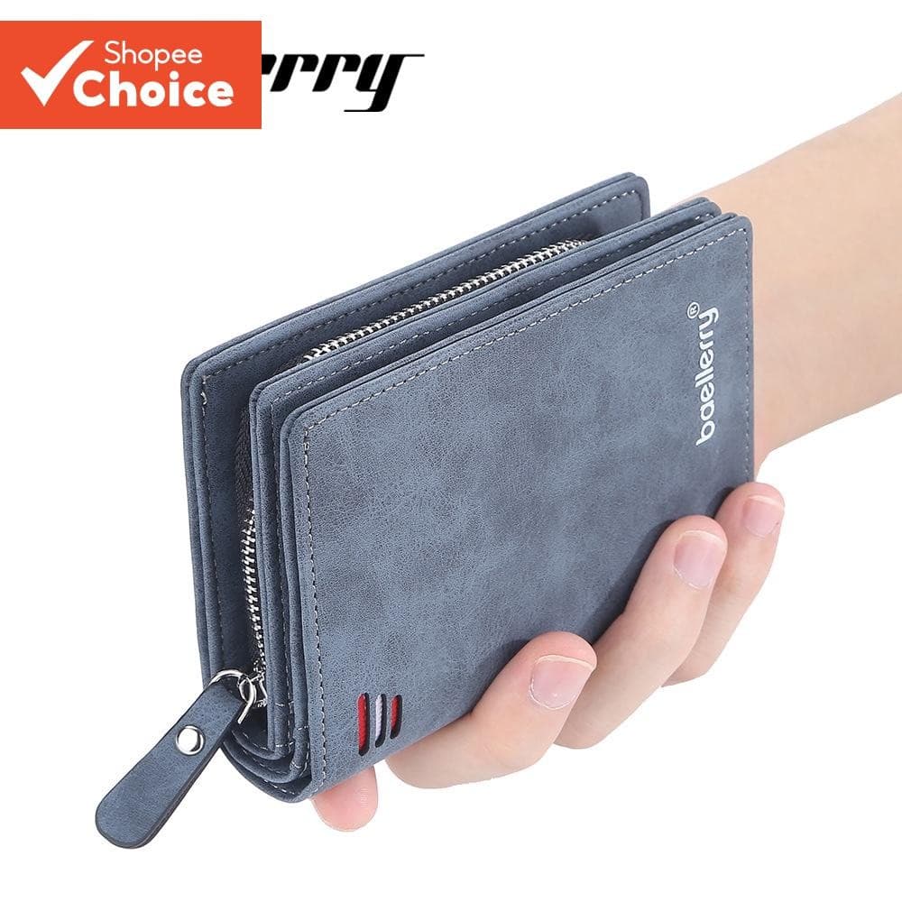 Carteira Vertical Baellerry Nubuck-Bolsa De Moedas Com Zíper Para Vários Cartões Europa E América Homens
