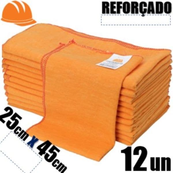 KIT 12 FLANELA LARANJA MULTIUSO 25CM X 45CM - CONSTRUMARCAS