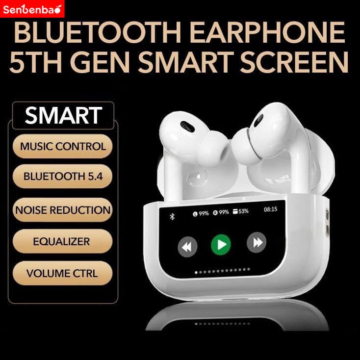 Senbenbao Fones De Ouvido A9 Pro TWS Tela Sem Fio Bluetooth Fone ANC ENC Cancelamento Ruído Alta Fidelidade Estéreo Intr