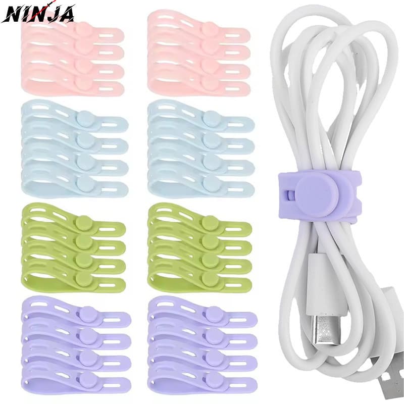 5/10/15 Unidades Organizador De Braçadeira De Cabo De Silicone-Reutilizável , Ajustável-Suporte Dados Suprimentos De Arm