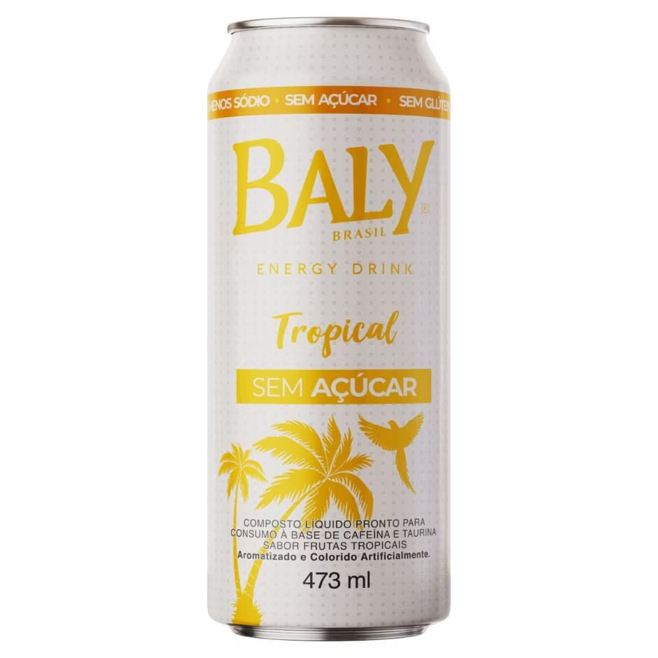 Kit C/ 2 Energetico Tropical Zero Acucar Baly Lata 473ml