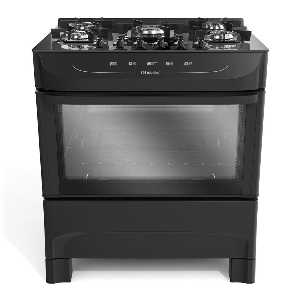 Fogão Mueller 5 Bocas Mesa de Vidro e Acendimento Automático MFV5BB