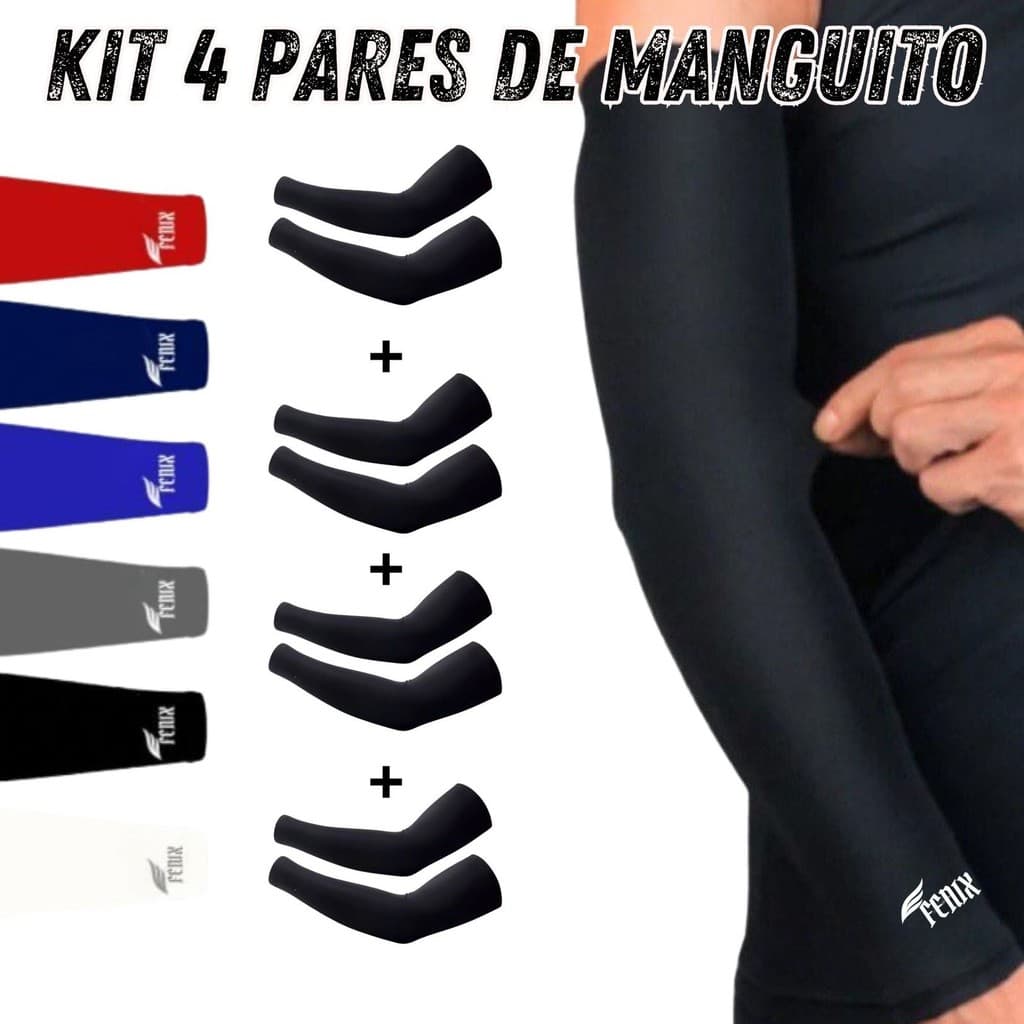 kit 4 Pares de Manguito Segunda Pele Manga Proteção Solar Uv 50+ Mangas Mangote Vôlei e Esports