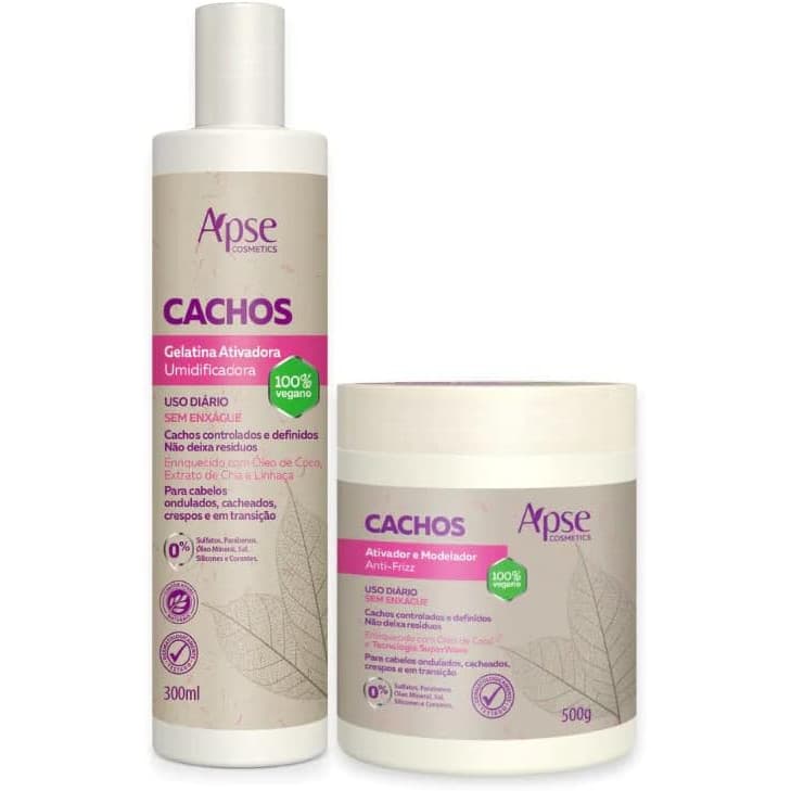 KIT APSE CACHOS GELATINA  E ATIVADOR DE CACHOS CONTROLE DOS CACHOS C/VITAMINAS