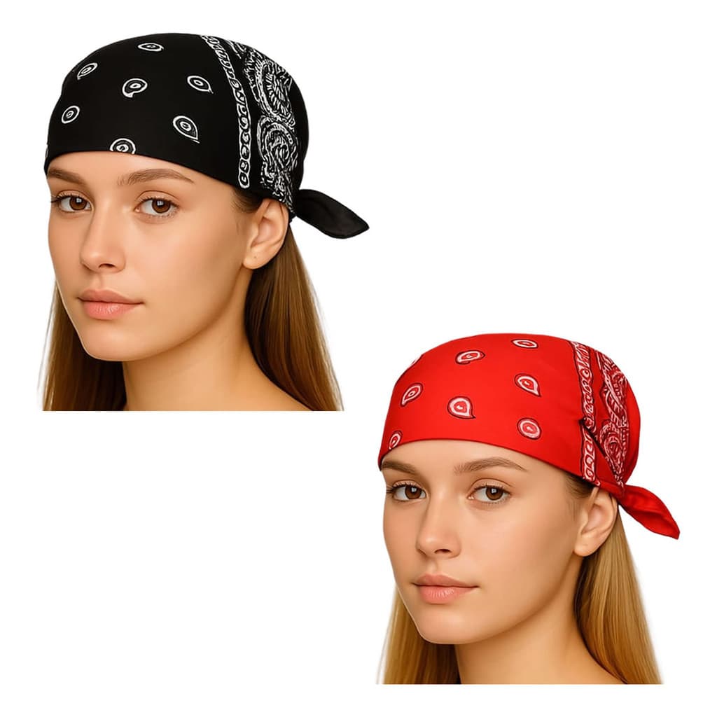 Kit 2 Bandanas Estampa Paisley Acessório Casual Varias Cores
