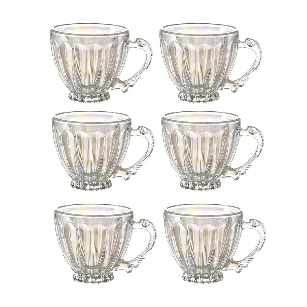 Jogo 6 Xícaras Itália Rainbow Furta-Cor 200ml Em Vidro para Café Chá e Cappuccino