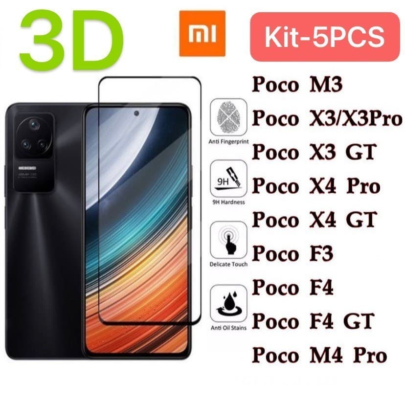 Película De Vidro 3D Para Redmi Poco Todos os modelos F3 M3 X3 X3PRO X3GT X4PRO X4GT F4 F4GT M4PRO