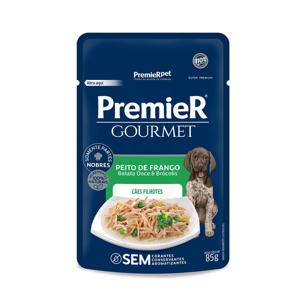Ração Úmida Sachê Premier Gourmet Cães Filhote Frango - 85g