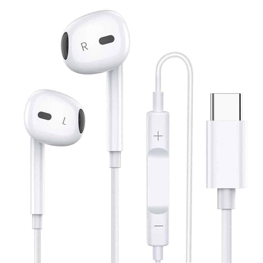 Fones de ouvido tipo C para iPhone 15 15 Pro 15 Pro Max 16 16 Pro Max com fio, fones de ouvido estéreo compatíveis com a