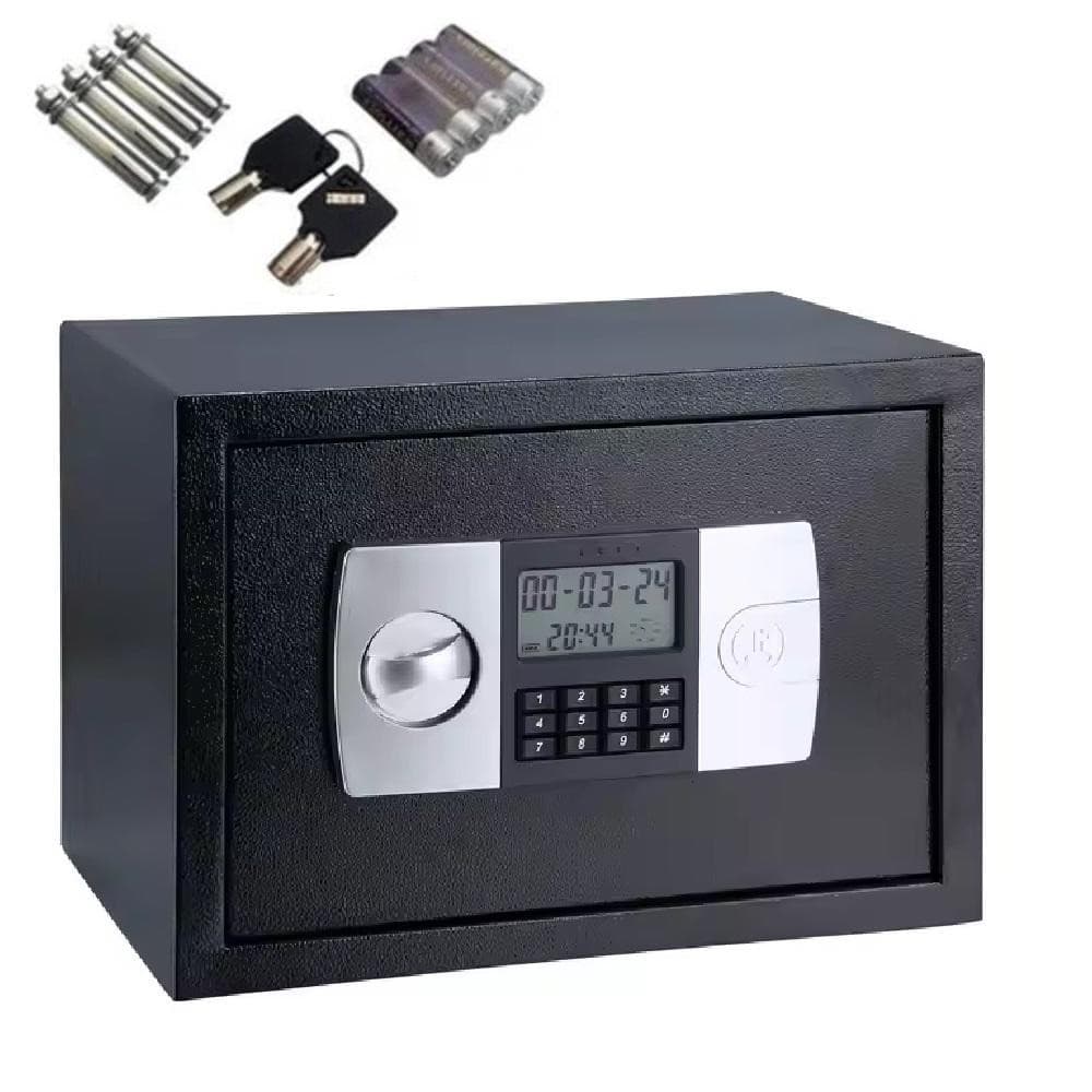 COFRE ELETRONICO DIGITAL PORTA JOIAS DOCUMENTOS DINHEIRO NOTAS ARMAS COM SENHA E CHAVE CHUMBADORES SEGURO