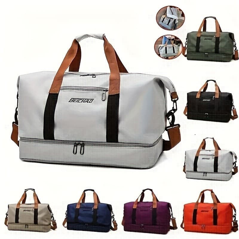 Bolsa De Viagem Impermeável De Grande Capacidade De Camada Dupla Leve E Com Zíper De Duffel De Ioga Ao Ar Livre