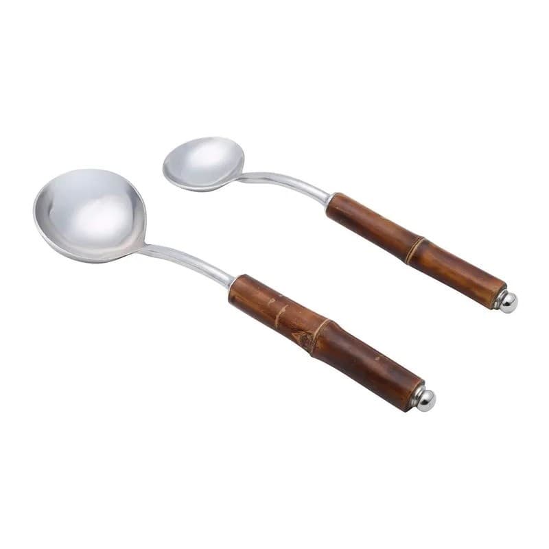 Conjunto 2 Conchas para Servir Aço Inox Cabo em Bambu Wolff