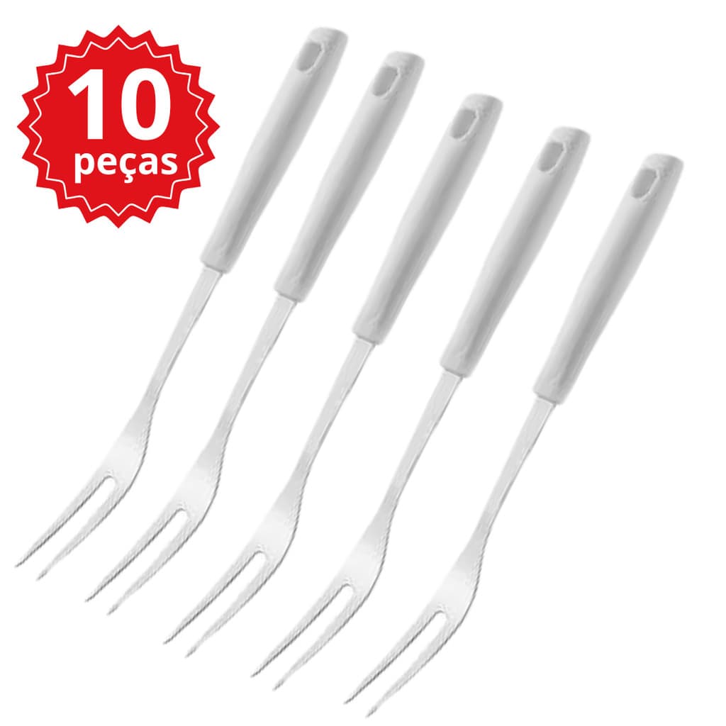 Kit Garfo Trinchante Inox Churrasco Cozinha Carne Peixe Aves