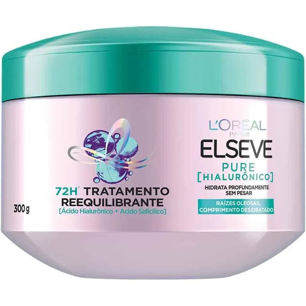 Creme Tratamento Elseve Pure Hialurônico 300g Limpeza Profunda Hidratação Raízes Oleosas Pontas Desidratadas