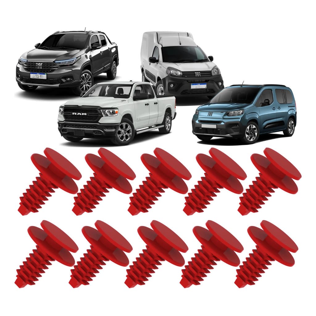 Kit 20 Presilhas Grampos Forro Porta Malas Argo Brava Doblo Fiorino Pulse Strada Cronos