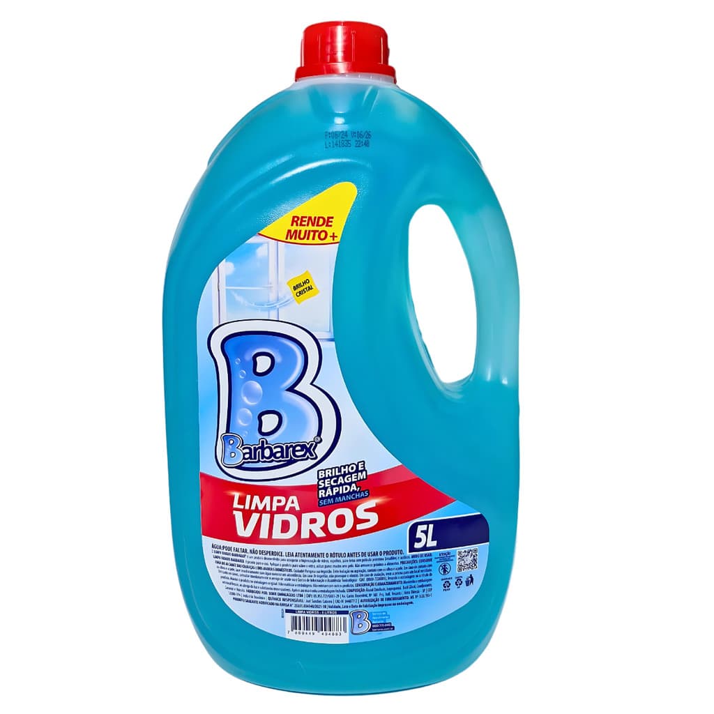 Limpa Vidros Brilho Seca Rapido Sem Manchas Barbarex 5 litro