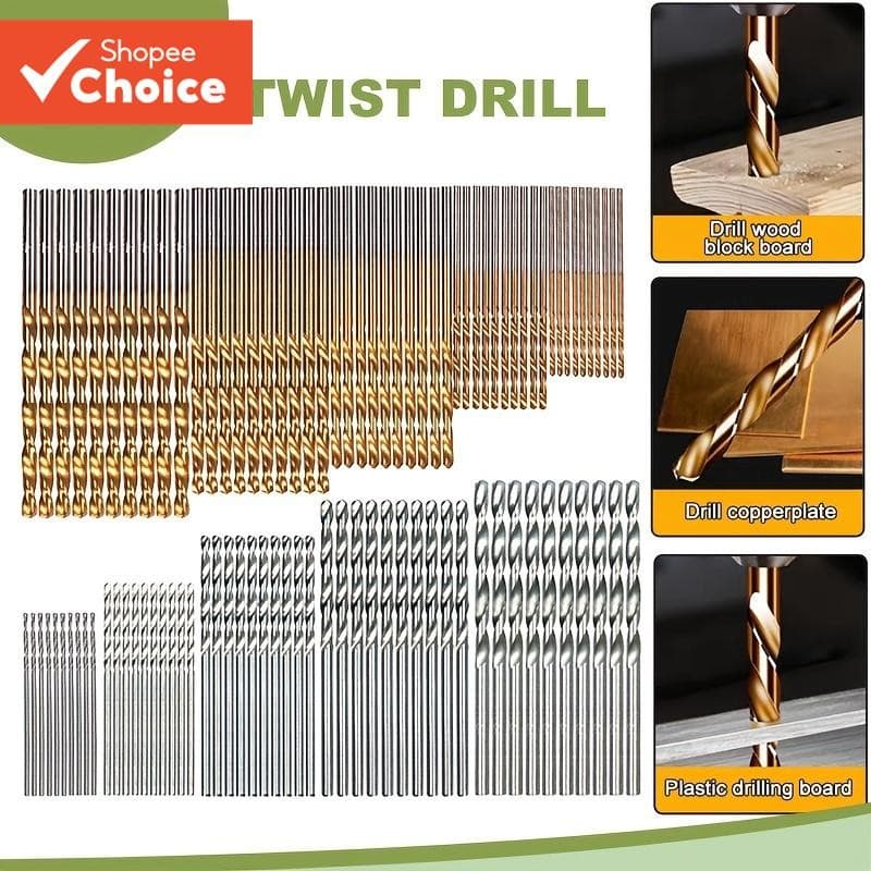 Um Conjunto De 50 Peças De Mini Brocas Helicoidais Revestidas De Titânio , De Haste Reta De 1-3mm Para Projetos DIY De M
