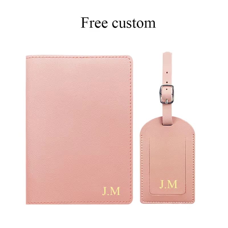 Nome Personalizado Gratuito Capa De Passaporte Conjunto De Etiqueta De Bagagem Moda Soomth Couro Do Plutônio Bilhete Tit