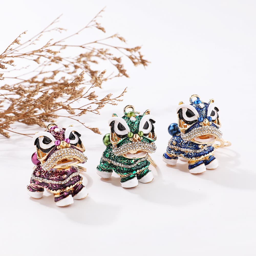 Chaveiro de Bolsa com Animal do Ano Novo Chinês, Bonito e com Strass
