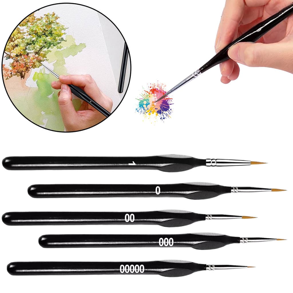 5 Pçs Detalhe Fino Pincel De Pintura Em Miniatura Pincéis Para Mini Tintas Conjunto Aquarela