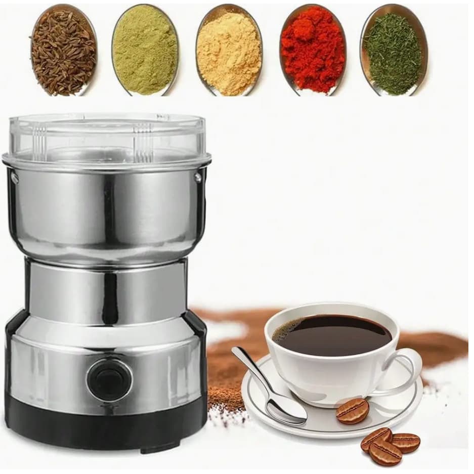 Moedor de café elétrico, moinho de grãos de aço inoxidável, moinho de farinha doméstica 110V