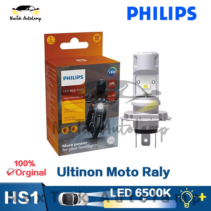 Philips Ultinon Essencial MOTO Rally HS1 LED 6500K 12W 12V PX43T Lâmpada Branca Brilhante Motocicleta Feixe Alto E Baixo