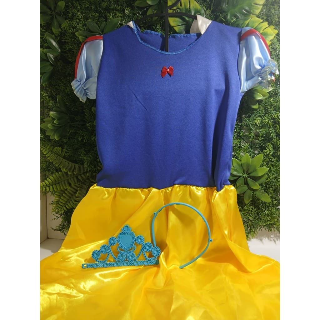 Fantasia Infantil De Festa Branca De Neve  Com Tiara