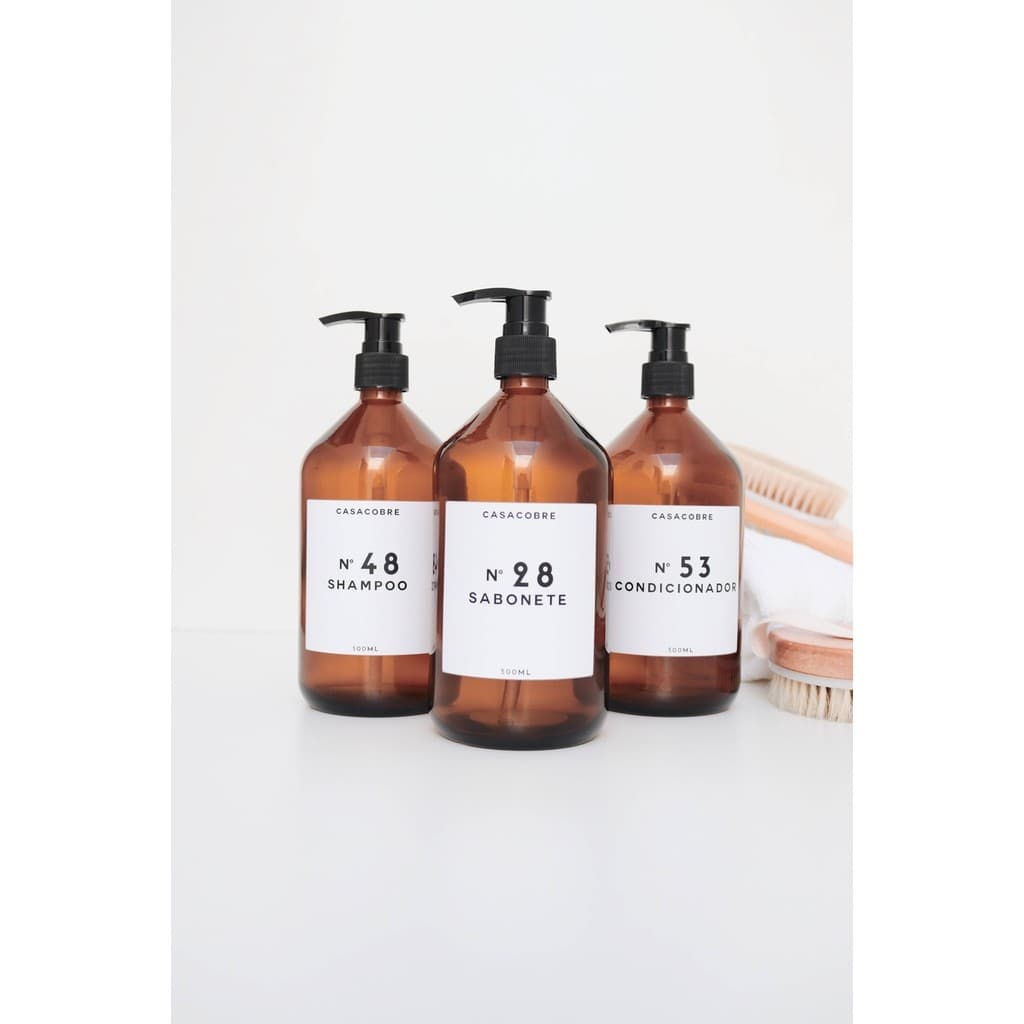 Kit Frasco de Vidro Âmbar 500ml - 3 Peças