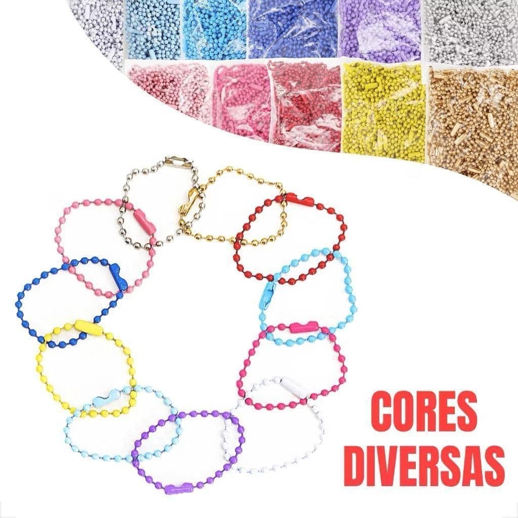 1000 Corrente Bolinha 10cm Com Fecho Tag 2.5cm Colorido Diversas Cores Artesanato Infantil Caiçara