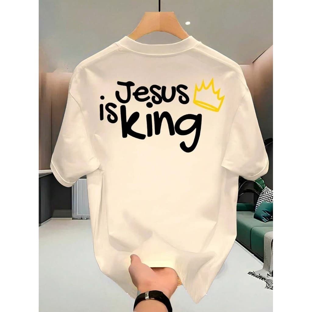Camiseta Masculina Cristã Evangélica Jesus Camisa 100% Algodão Estampada Jesus Is King Blusa Básica