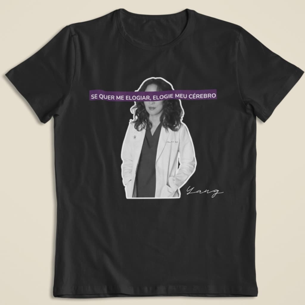 Camiseta T-shirt Cristina Yang Série Greys Anatomy Frase elogie meu cérebro You're my person Adulto ao Plus Size Moda Tr