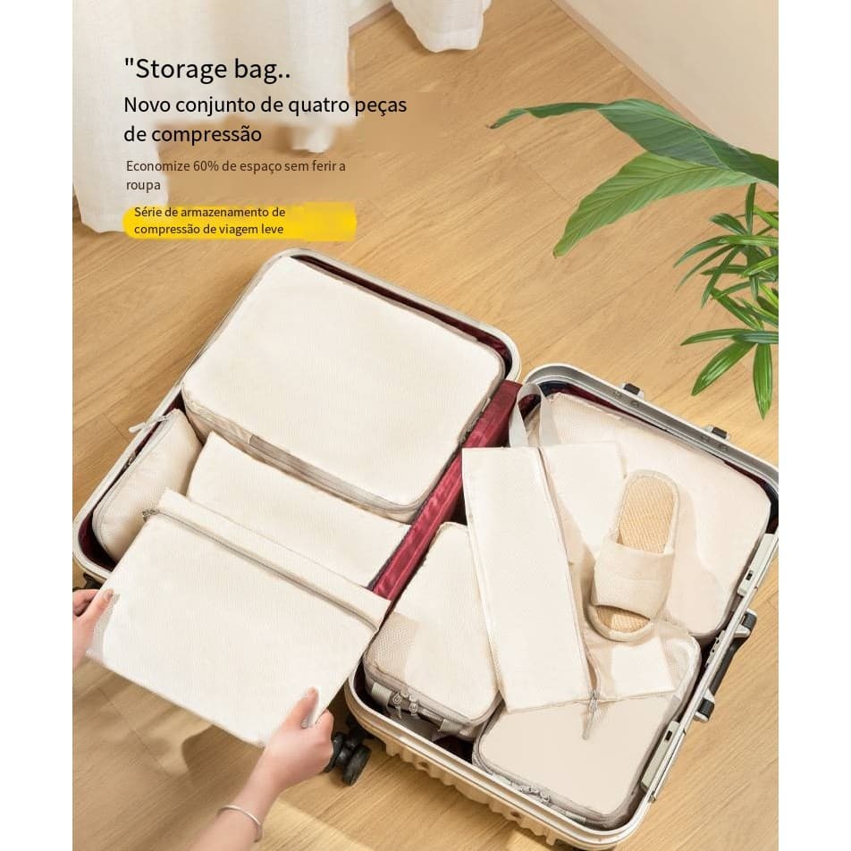 Kit 4 Pecas Bolsa Organizadoras Para Mala Roupas Bagagem Viagem Maquiagem Bolsa