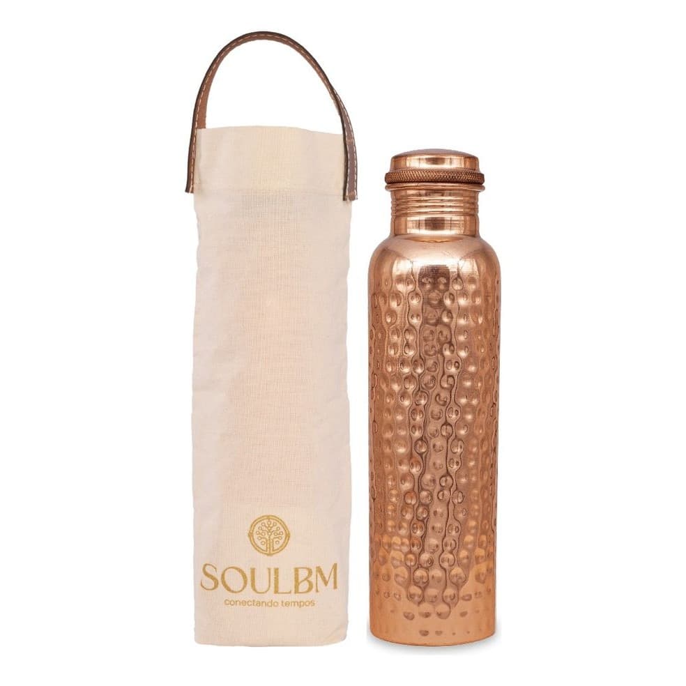 Garrafa De Cobre Puro Indiano Ayurveda 1 Litro Água Tamra Jal Soulbm Martelada