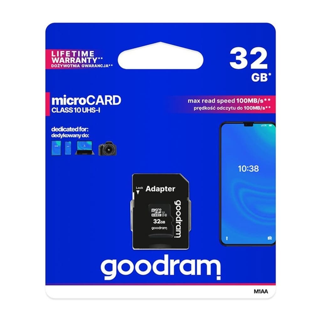 Cartão de Memória MicroSD com Adaptador SD 32GB M1AA GOODRAM
