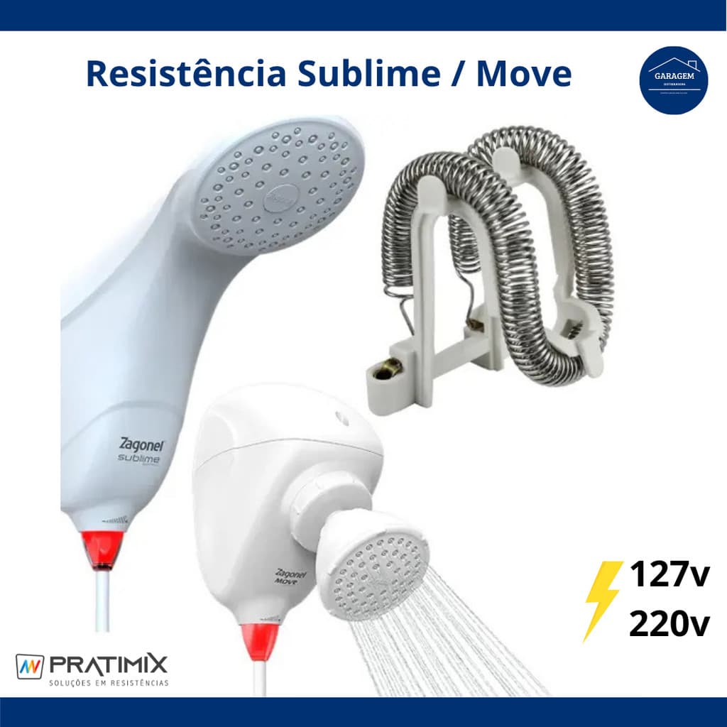 Resistência Chuveiro Ducha Zagonel Move / Sublime 220v 7500w / 127v 5500w - Pratimix Similar
