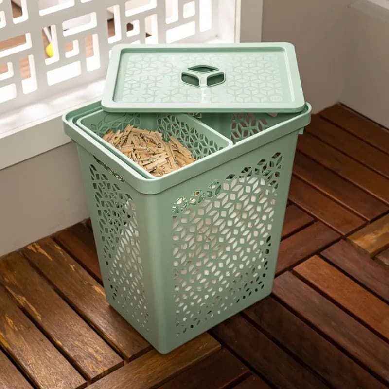 Cesto Organizador para Roupas Sujas e Limpas 55 Litros e Cesto Interno 6 Litros UZ com prendedor