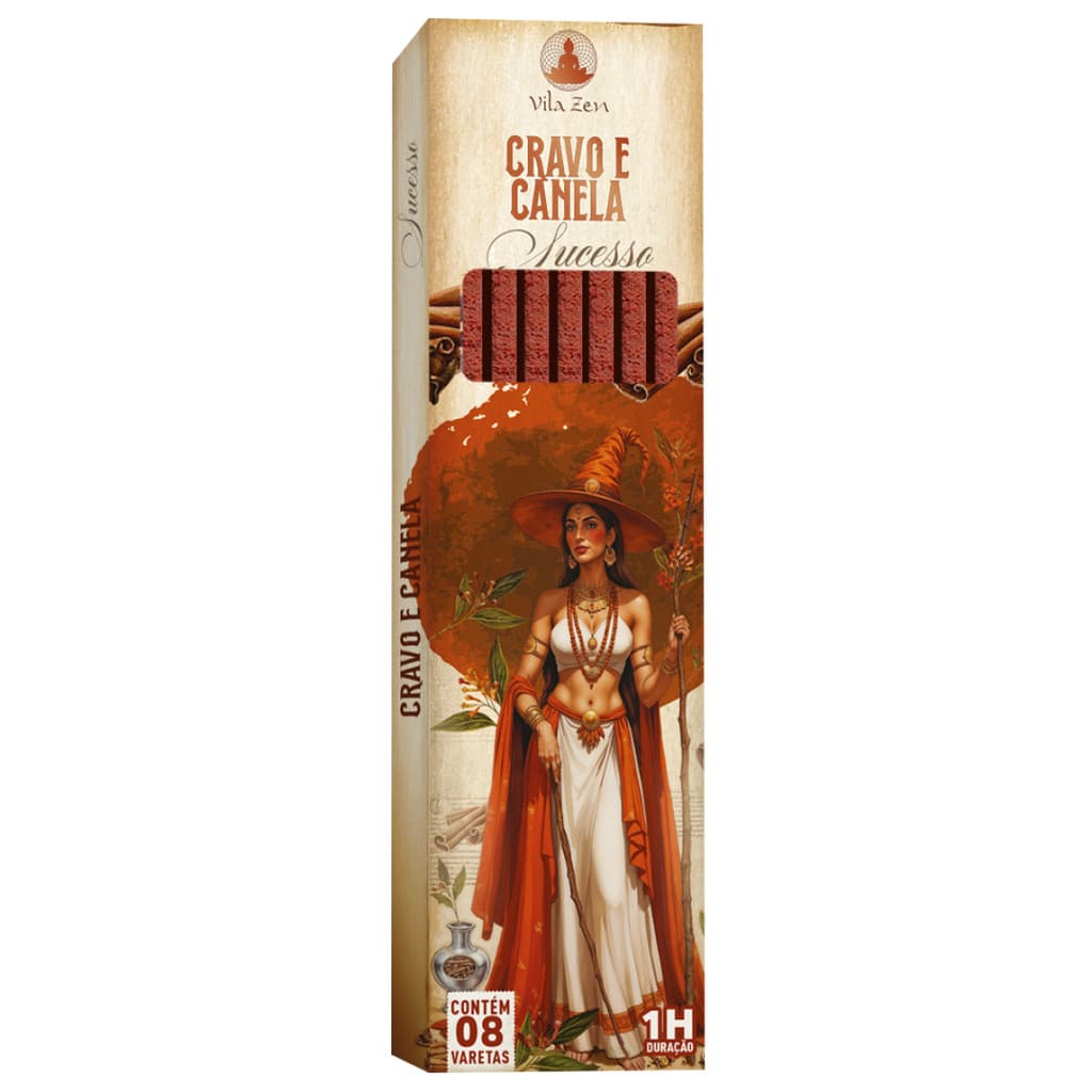 Incenso Linha Mística 0% Carvão Cravo e Canela C/ 8 Varetas