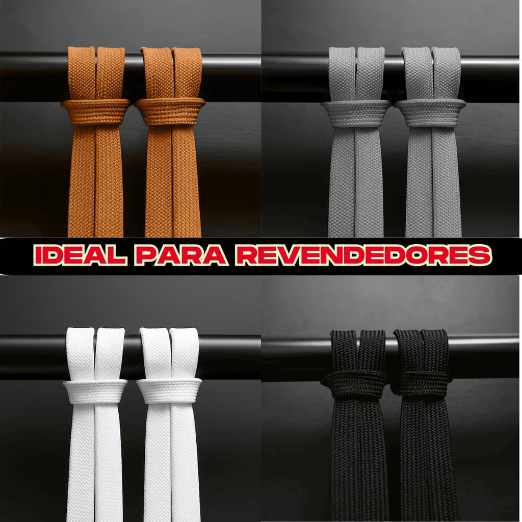 Kit 100 Pares Cadarço Achatado 8 mm Resistente Não Desbota