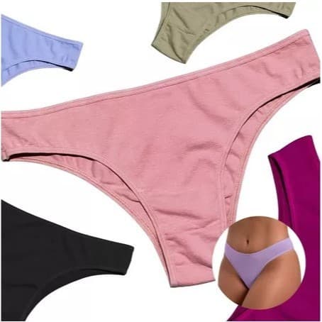 Kit 5 Calcinhas Tanga Básica Confortável Várias Cores Com Forro De Algodão Conforto Cotton