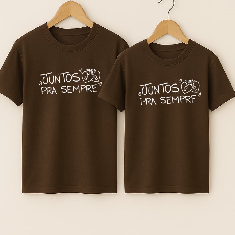 Camiseta Blusa Unissex Algodão Estampa Juntos Para Sempre Casal Namorados Relacionamento Combinando