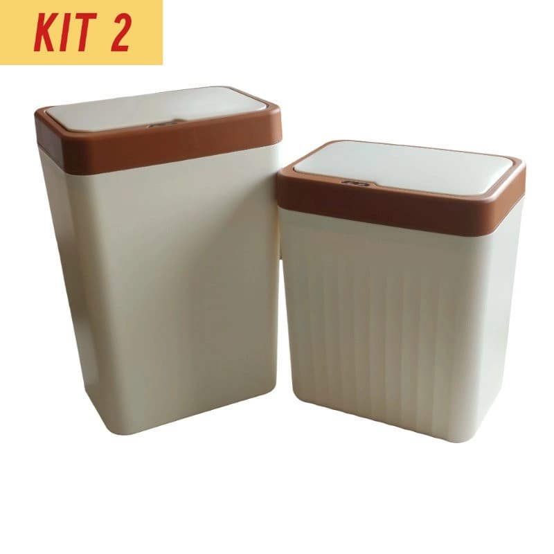 Kit 2 Lixeiras com Sensor de Proximidade 12.5L - Automáticas e Inteligentes - Para Banheiro e Cozinha 8901/8903
