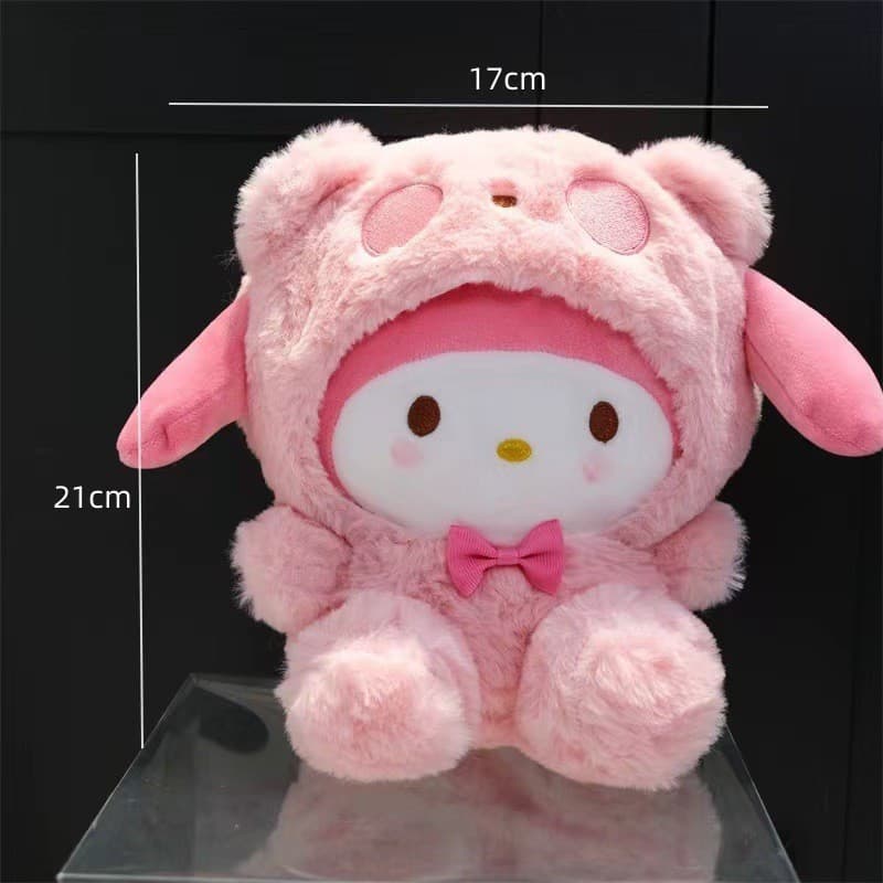 Boneca de pelúcia de 8 polegadas Anime Sanrio Kawaii Hello Kitty Kuromi My Melody Cinnamoroll Cartoon