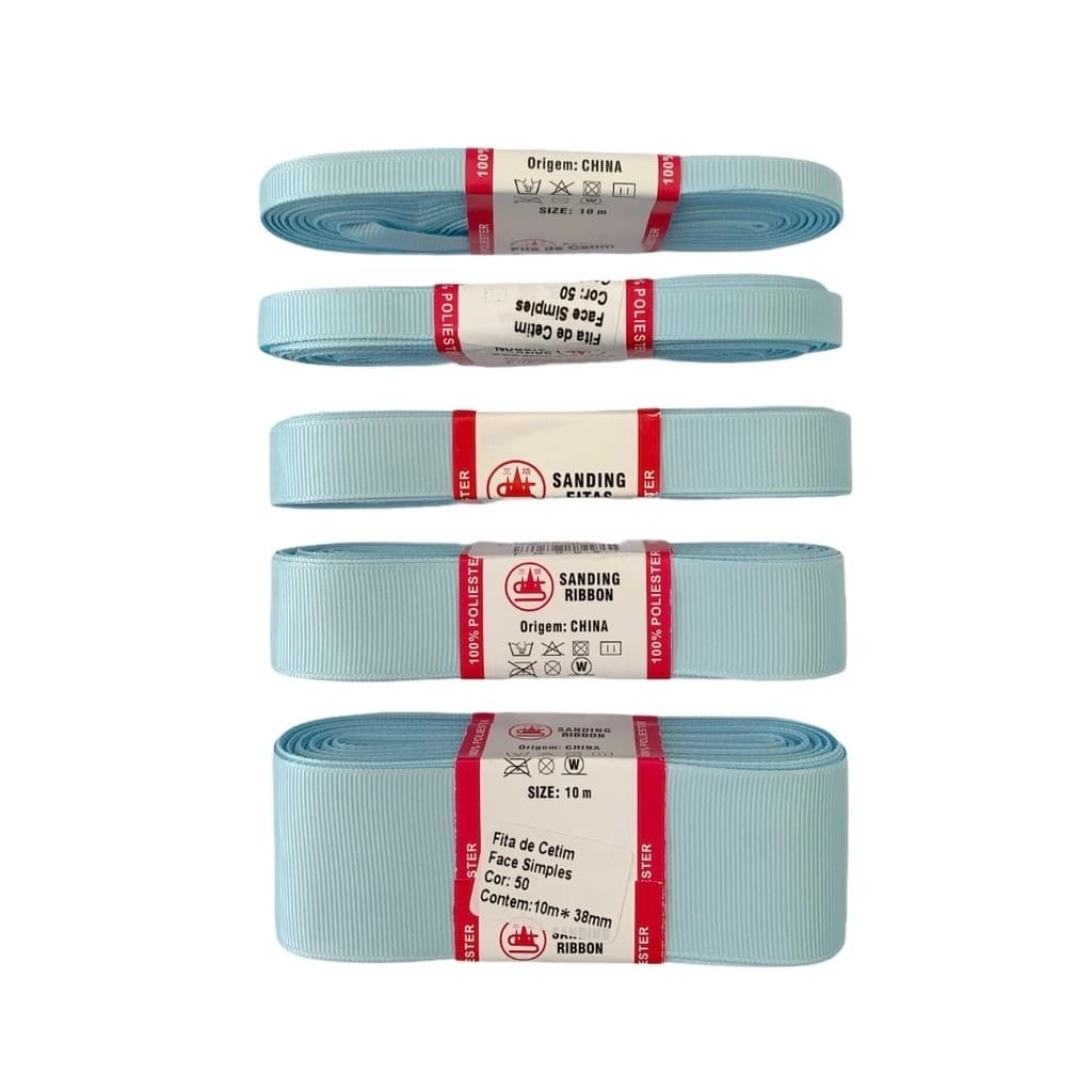 Fita Gorgurão Lisa Sanding Cor 050 (Azul Bebê) - 10 metros