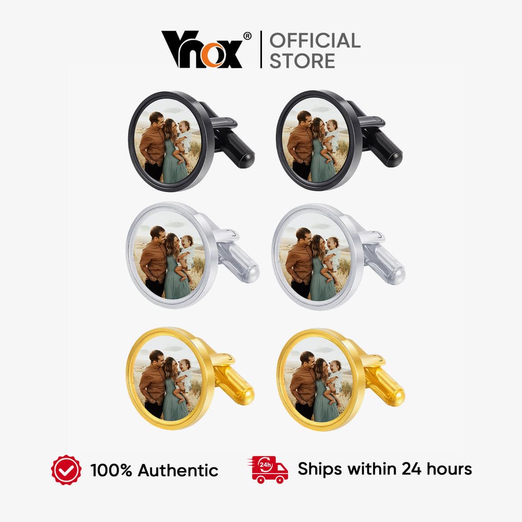 Abotoaduras Com Foto Personalizada Vnox Para Homens , Personalizadas Retrato , Imagem Memorial , Presente