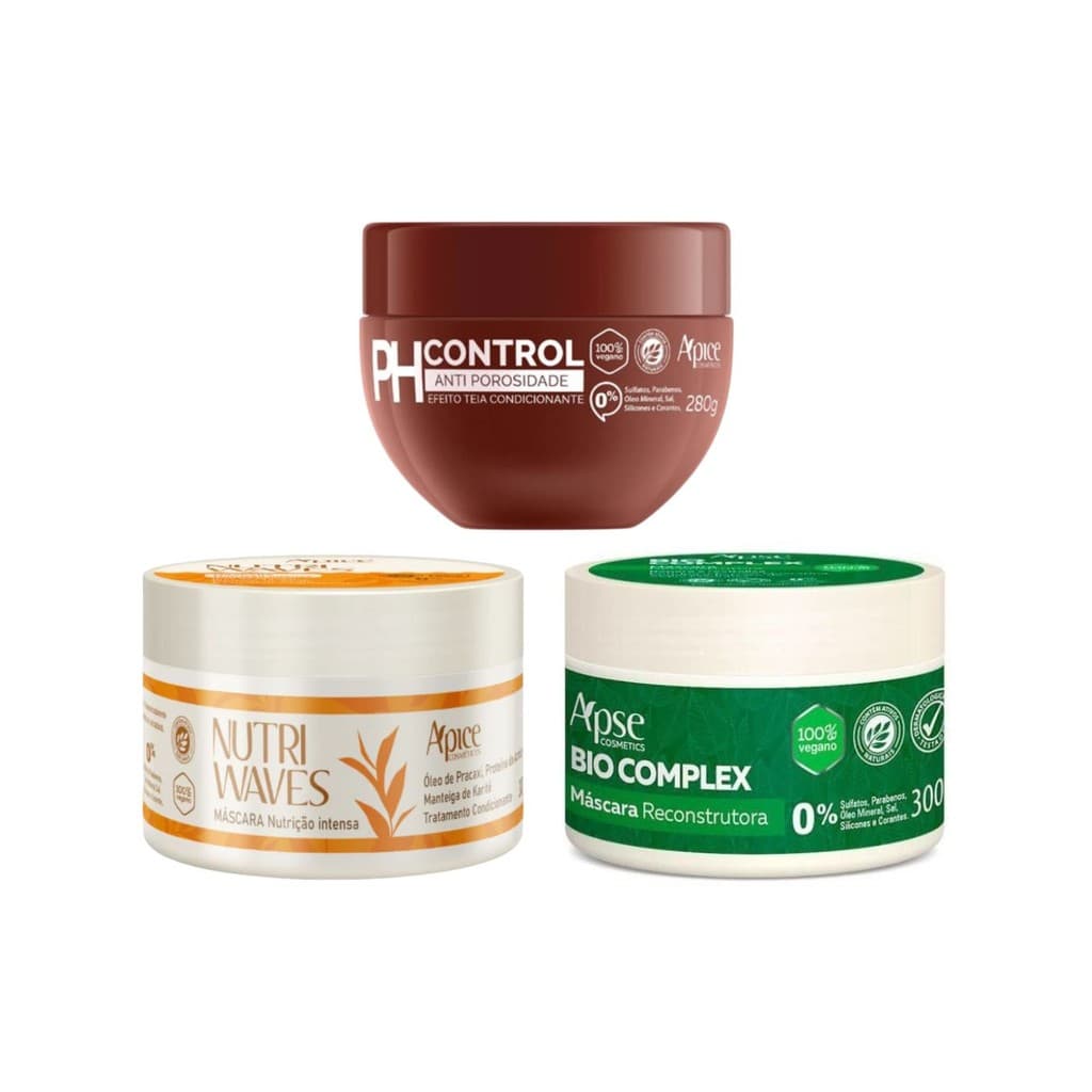 Kit Cronograma 3 Máscaras Capilar Ph Control, Nutri Waves, Bio Complex Apice