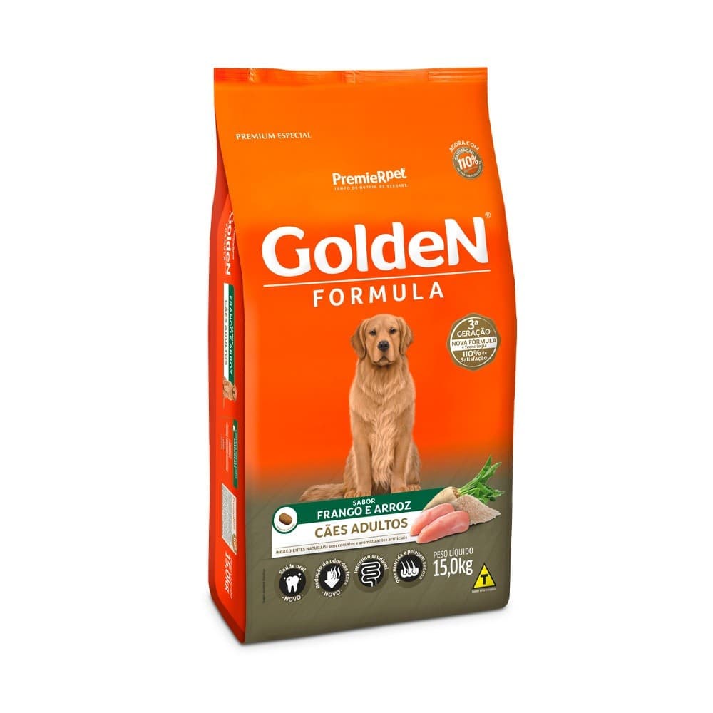 Ração Golden Formula Cães Adultos 15kg Frango & Arroz 15 kg (PEDIDO MÁXIMO DE 2 PACOTES)