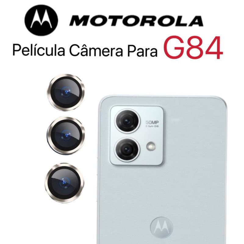 KIT(2)Película De Câmera LISO Protetor De Lente Vidro Temperado Com Anel De Metal Motorola G84