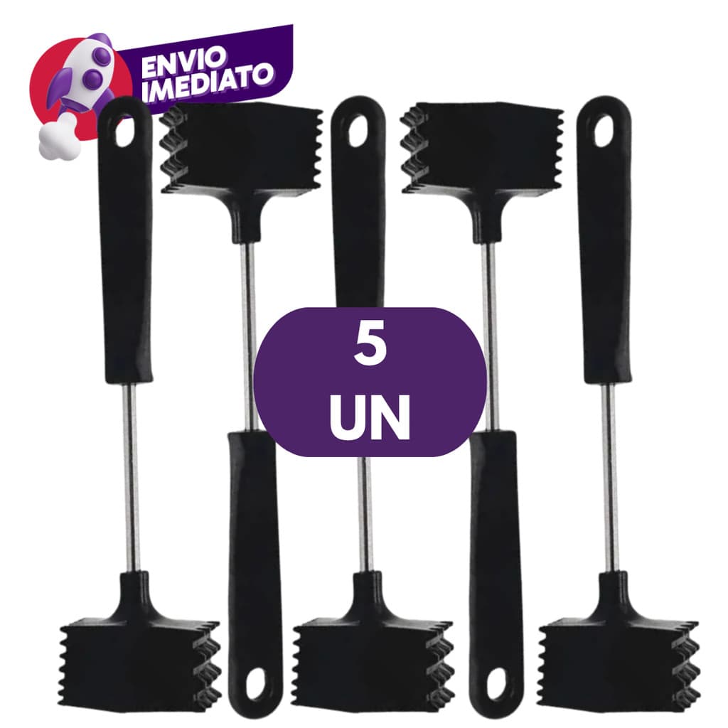 Martelo Amaciador Carne Batedor Em Aço Inox Cabo Plástico 25cm Cozinha Restaurante