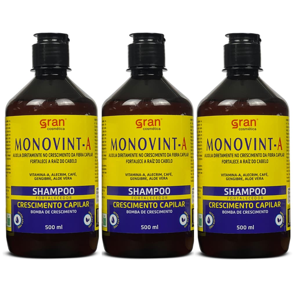 Kit 3x Shampoo Monovin A Gran Cosmética Para Crescimento Capilar Acelerado