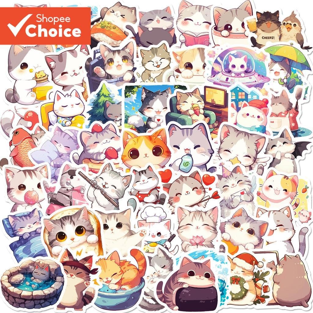 Adesivos De Graffiti Da Série Cat Diary 50 Unidades Para Malas Capas De Celular Capacete Skate Decorativos À Prova D'águ